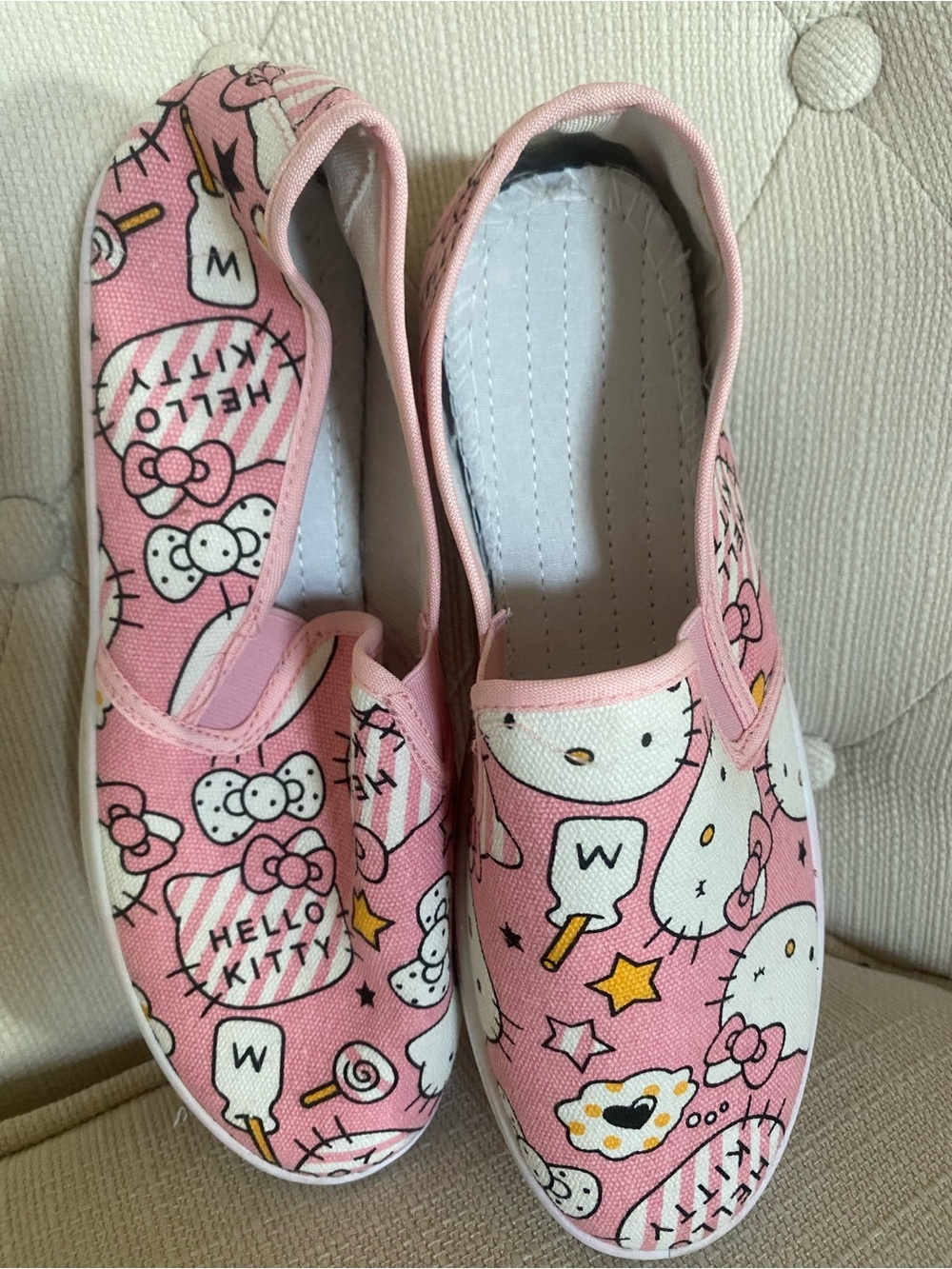 Hello Kitty Pink Canvas Slip-On Sneakers